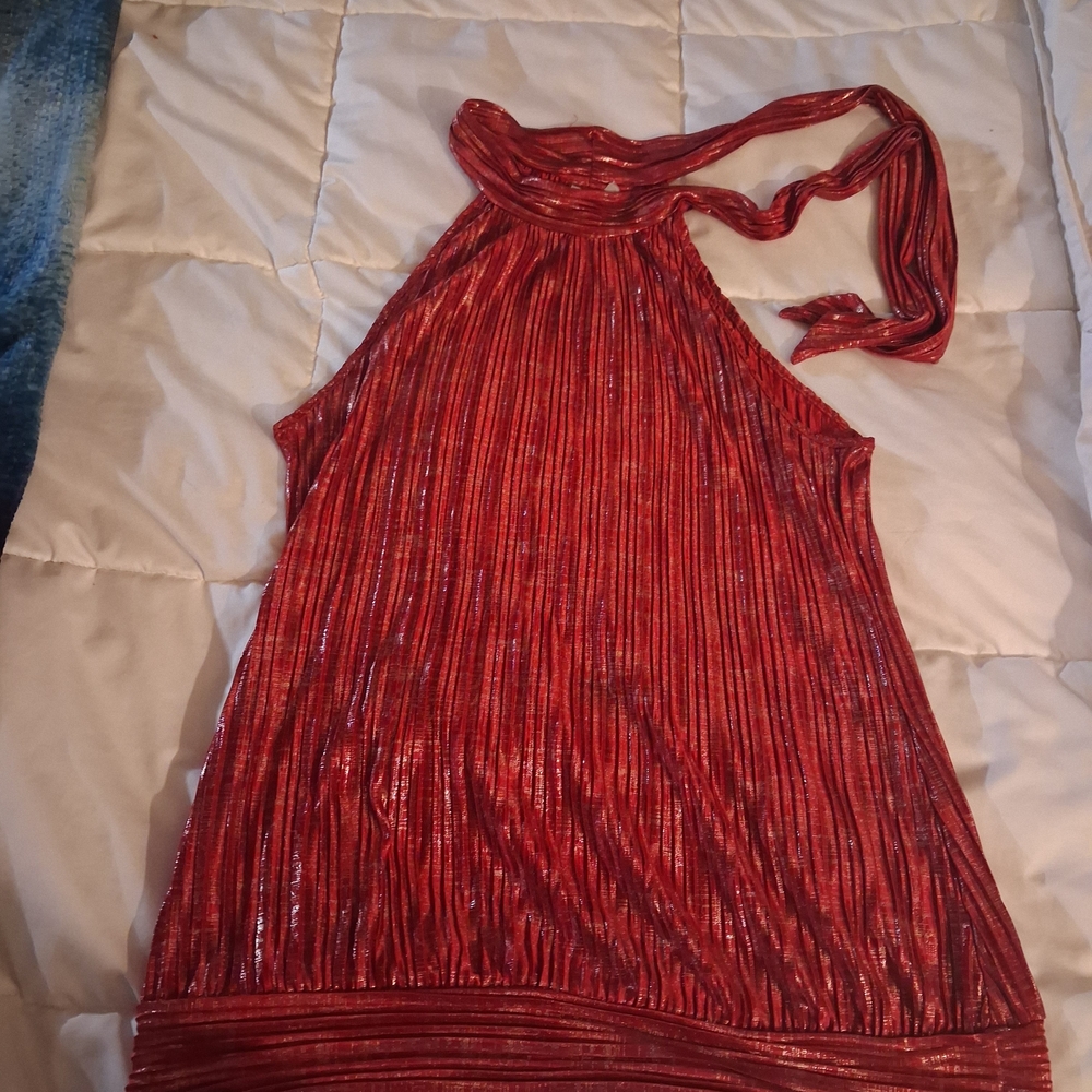 Shimmering Red Halter Top
